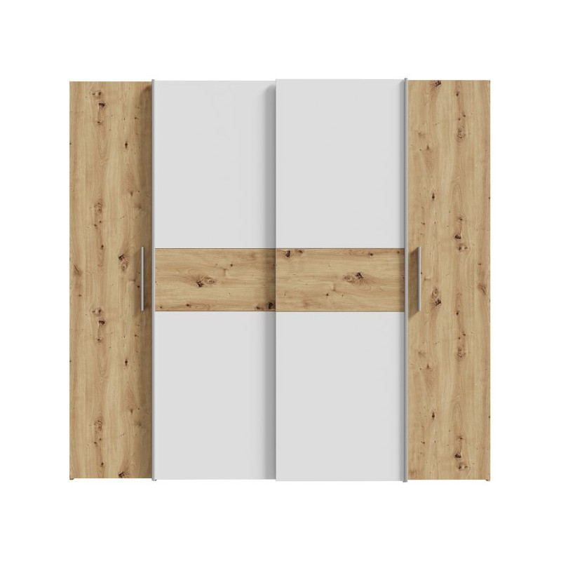 Szafa przesuwna Narago 200 cm do sypialni | dąb artisan/biały