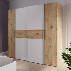 Szafa przesuwna Narago 200 cm do sypialni | dąb artisan/biały