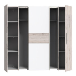 Szafa przesuwna Narago 200 cm do sypialni | dąb piaskowy/biały