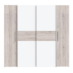 Szafa przesuwna Narago 200 cm do sypialni | dąb piaskowy/biały