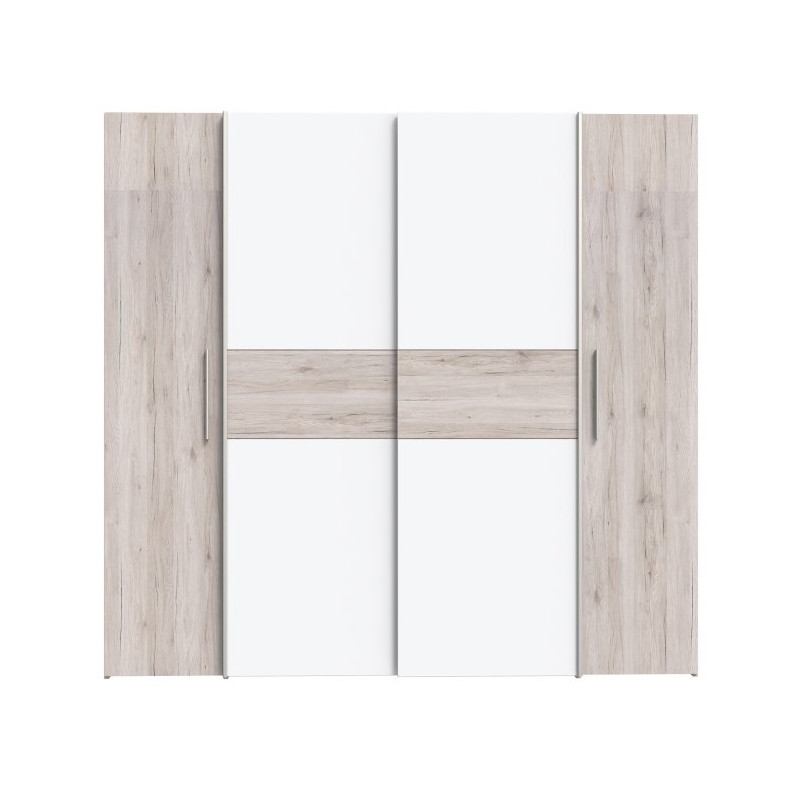 Szafa przesuwna Narago 200 cm do sypialni | dąb piaskowy/biały
