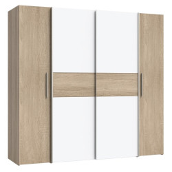Szafa przesuwna Narago 200 cm do sypialni | dąb sonoma/biały