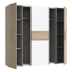 Szafa przesuwna Narago 200 cm do sypialni | dąb sonoma/biały