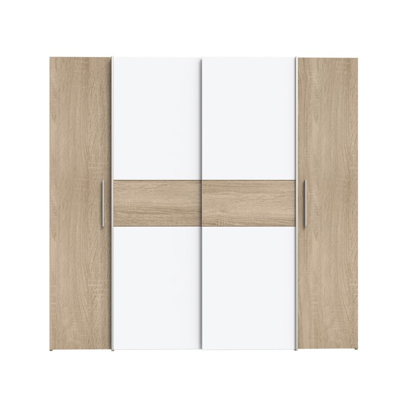 Szafa przesuwna Narago 200 cm do sypialni | dąb sonoma/biały