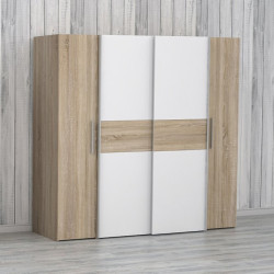 Szafa przesuwna Narago 200 cm do sypialni | dąb sonoma/biały