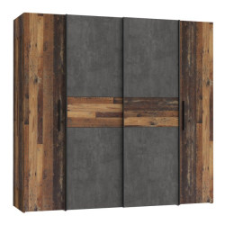 Szafa przesuwna Narago 200 cm do sypialni | old wood vintage/beton