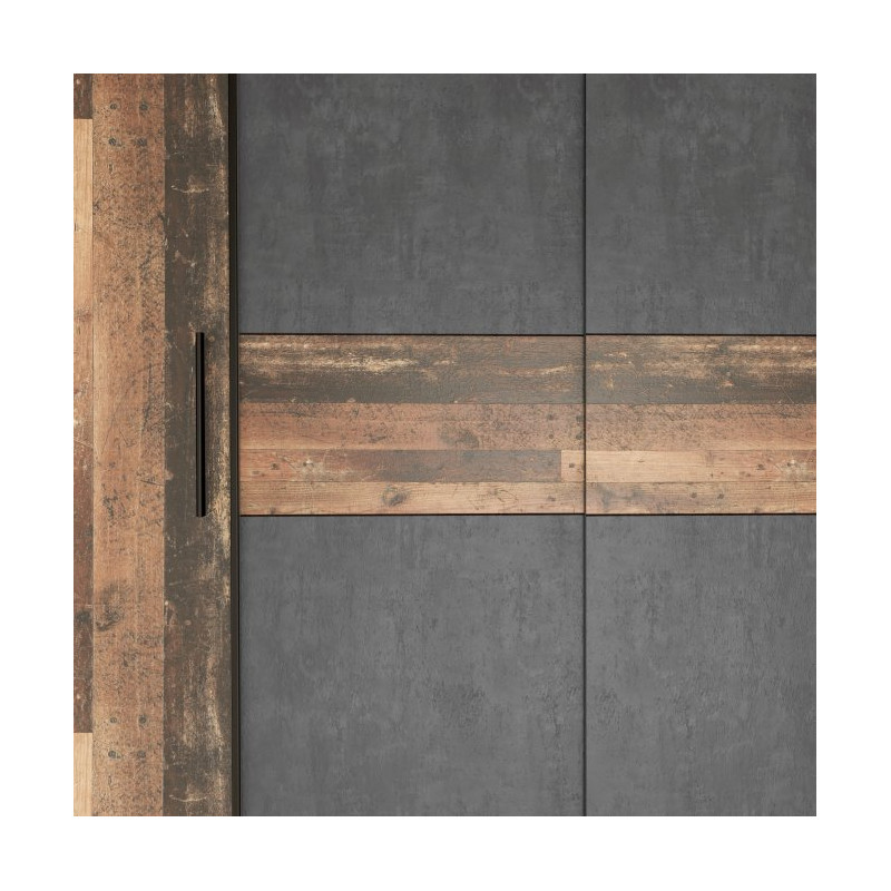 Szafa przesuwna Narago 200 cm do sypialni | old wood vintage/beton