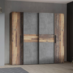 Szafa przesuwna Narago 200 cm do sypialni | old wood vintage/beton