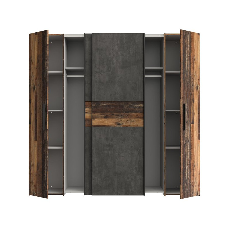 Szafa przesuwna Narago 200 cm do sypialni | old wood vintage/beton