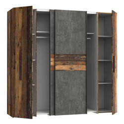 Szafa przesuwna Narago 200 cm do sypialni | old wood vintage/beton
