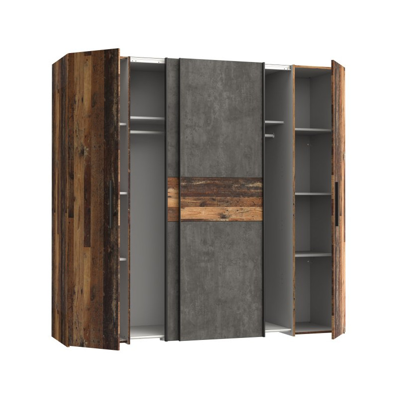 Szafa przesuwna Narago 200 cm do sypialni | old wood vintage/beton