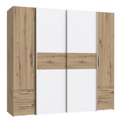 Szafa przesuwna z szufladami Narago 200 cm | dąb artisan/biały