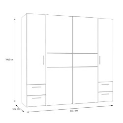 Szafa przesuwna z szufladami Narago 200 cm | dąb artisan/biały