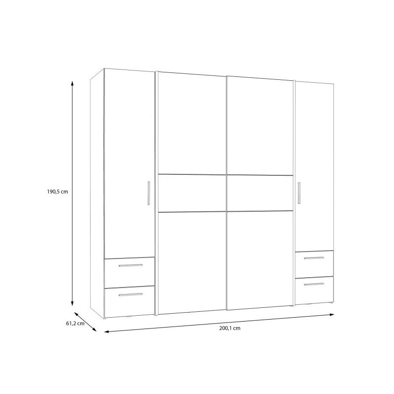 Szafa przesuwna z szufladami Narago 200 cm | dąb artisan/biały