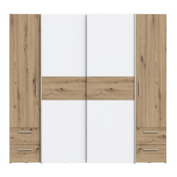 Szafa przesuwna z szufladami Narago 200 cm | dąb artisan/biały