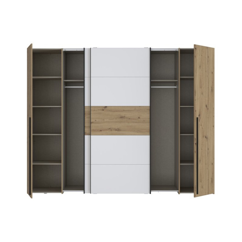 Szafa przesuwna 270 cm Narago | dąb artisan/biały