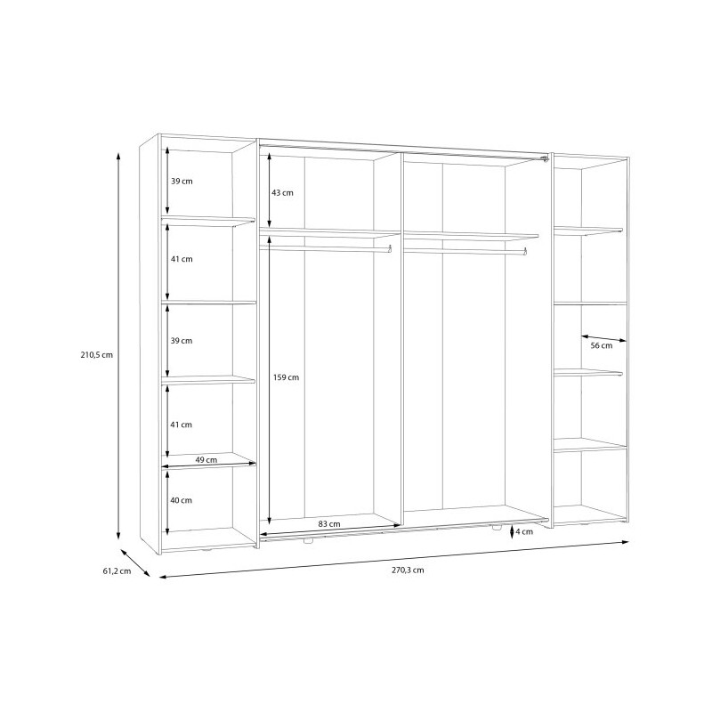 Biało-czarna szafa przesuwna 270 cm Narago | Meble Forte