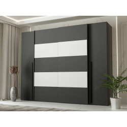 Biało-czarna szafa przesuwna 270 cm Narago | Meble Forte