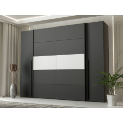 Biało-czarna szafa przesuwna 270 cm Narago | Meble Forte