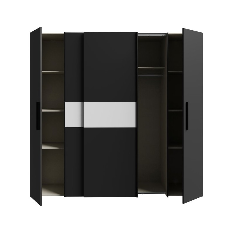 Czarna szafa przesuwna Narago 200 cm do sypialni