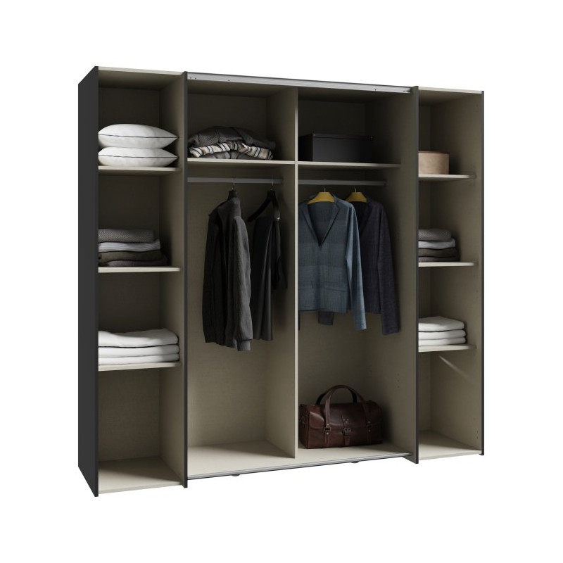 Czarna szafa przesuwna Narago 200 cm do sypialni