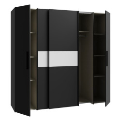 Czarna szafa przesuwna Narago 200 cm do sypialni