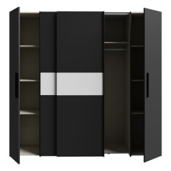 Czarna szafa przesuwna Narago 200 cm do sypialni