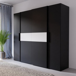Czarna szafa przesuwna Narago 200 cm do sypialni