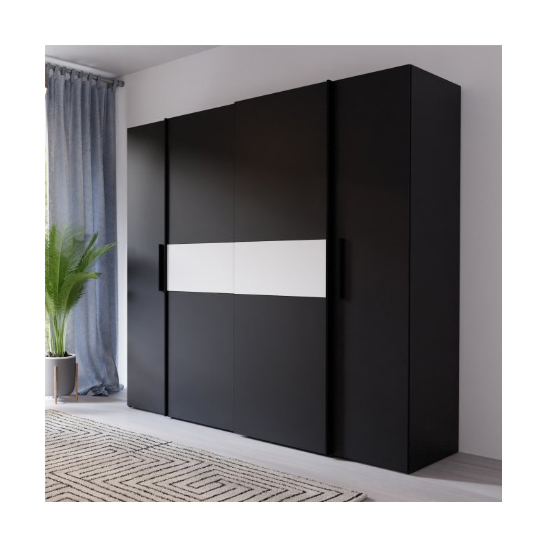 Czarna szafa przesuwna Narago 200 cm do sypialni