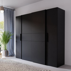 Czarna szafa przesuwna Narago 200 cm do sypialni