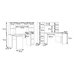 Biurko narożne z regałem NET106 do pracy i nauki