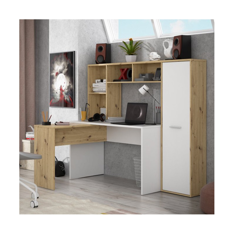 Biurko narożne z regałem NET106 do pracy i nauki