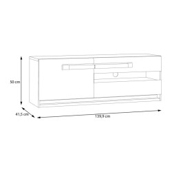 Szafka RTV 140 cm z oświetleniem Attention ATNT231LB dąb riviera/czarny połysk