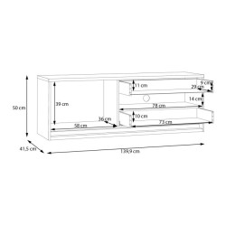 Szafka RTV 140 cm z oświetleniem Attention ATNT231LB dąb riviera/czarny połysk