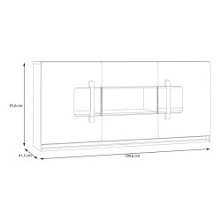 Komoda 190 cm z oświetleniem Attention ATNK231B dąb riviera/biały połysk