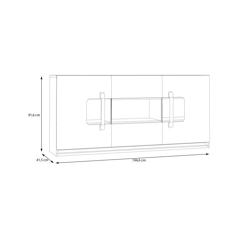Komoda 190 cm z oświetleniem Attention ATNK231B dąb riviera/biały połysk