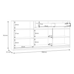 Komoda 190 cm z oświetleniem Attention ATNK231B dąb riviera/biały połysk