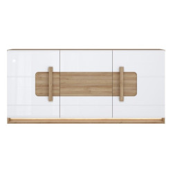 Komoda 190 cm z oświetleniem Attention ATNK231B dąb riviera/biały połysk