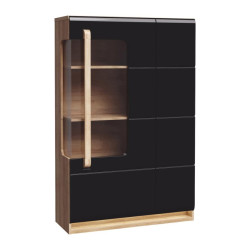 Witryna z oświetleniem 90 cm Attention ATNV511RB dąb riviera/czarny połysk