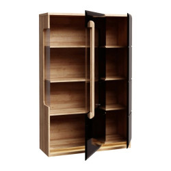 Witryna z oświetleniem 90 cm Attention ATNV511RB dąb riviera/czarny połysk