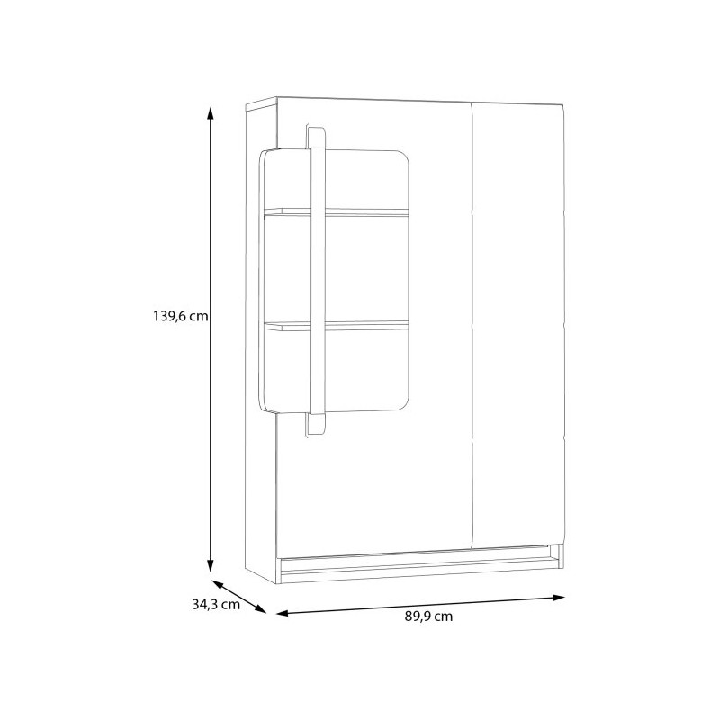 Witryna z oświetleniem 90 cm Attention ATNV511RB dąb riviera/czarny połysk