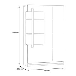 Witryna z oświetleniem 90 cm Attention ATNV511RB dąb riviera/biały połysk