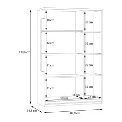 Witryna z oświetleniem 90 cm Attention ATNV511RB dąb riviera/biały połysk
