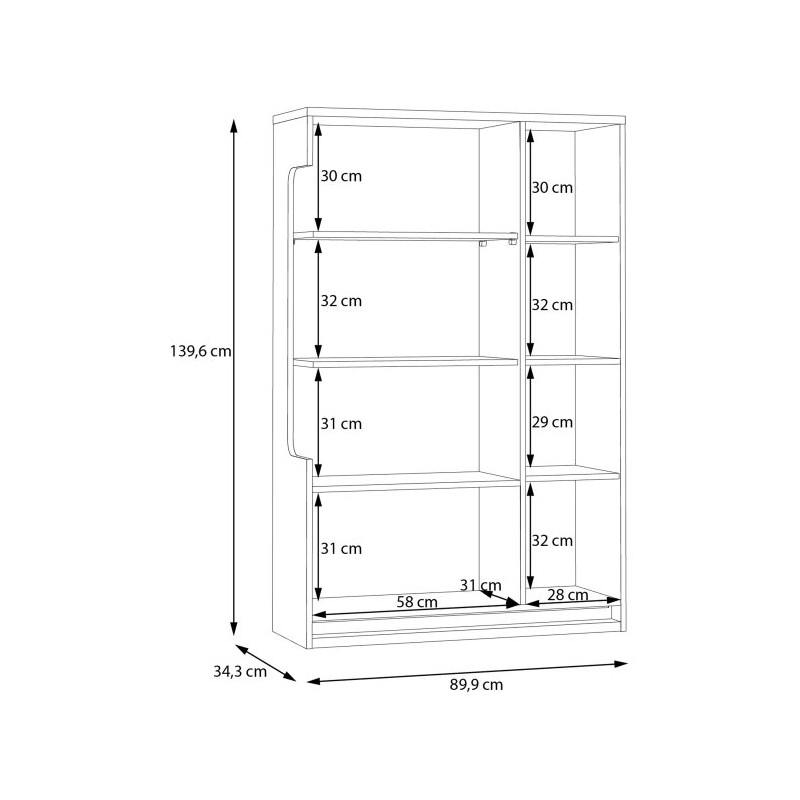 Witryna z oświetleniem 90 cm Attention ATNV511RB dąb riviera/biały połysk