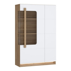 Witryna z oświetleniem 90 cm Attention ATNV511RB dąb riviera/biały połysk