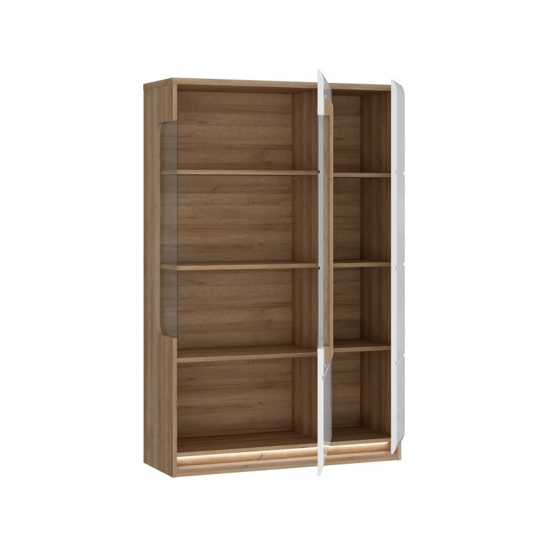 Witryna z oświetleniem 90 cm Attention ATNV511RB dąb riviera/biały połysk