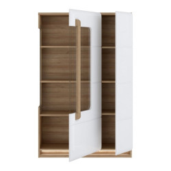 Witryna z oświetleniem 90 cm Attention ATNV511RB dąb riviera/biały połysk