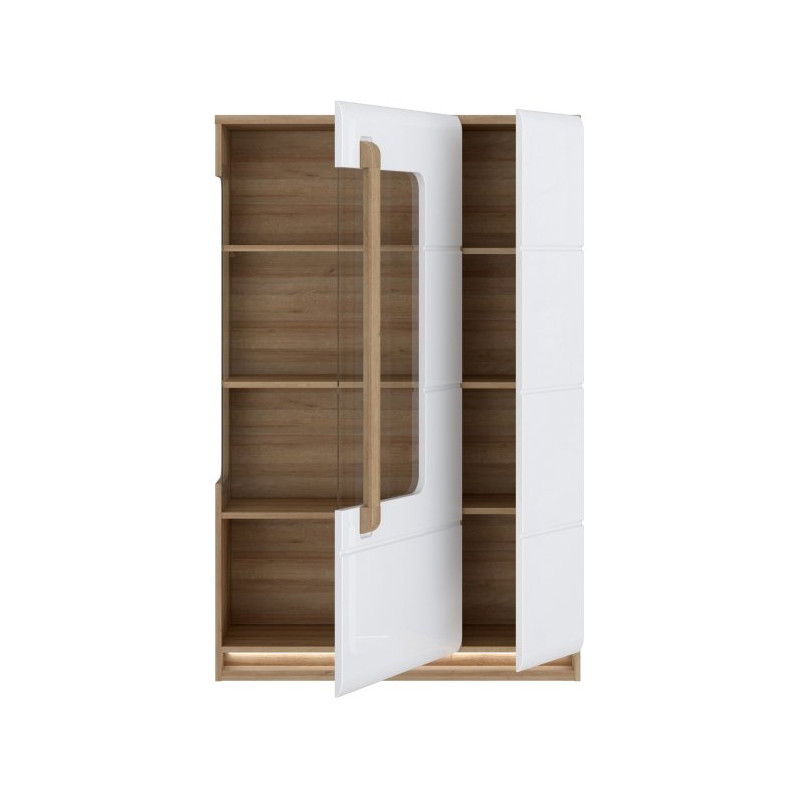 Witryna z oświetleniem 90 cm Attention ATNV511RB dąb riviera/biały połysk