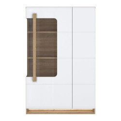 Witryna z oświetleniem 90 cm Attention ATNV511RB dąb riviera/biały połysk