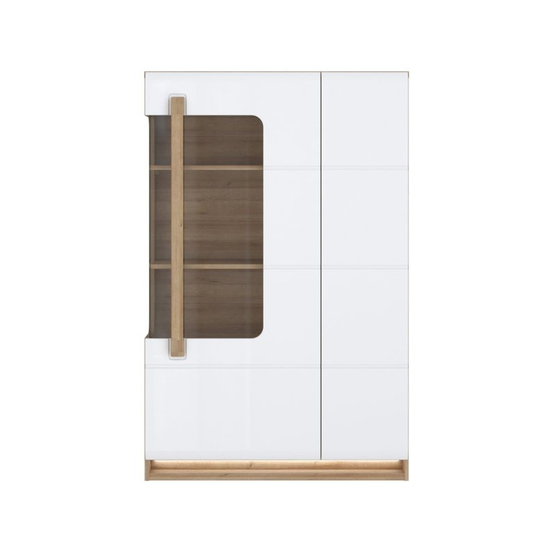 Witryna z oświetleniem 90 cm Attention ATNV511RB dąb riviera/biały połysk